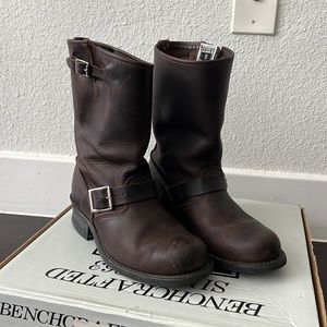 Frye Dark Brown Leather Moto Boots